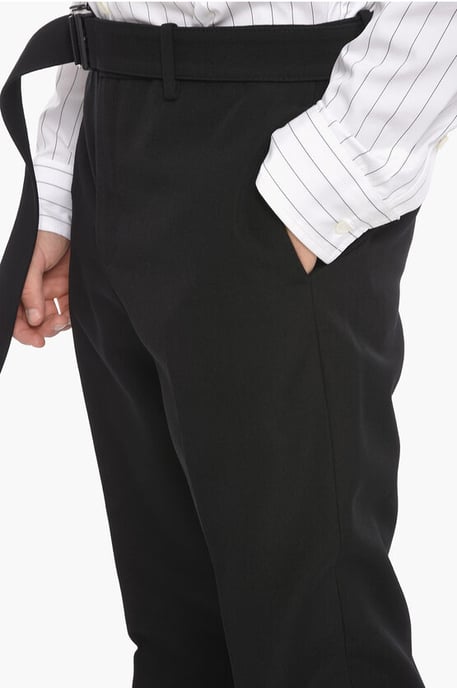 Pantalones de lana negros con hebilla y cinturón de temporada - Image 3