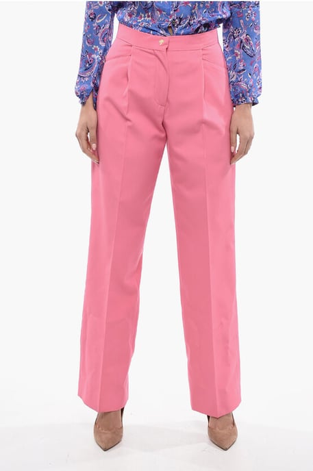 Pantalones plisados MIAMI de corte ancho en rosa - Image 1