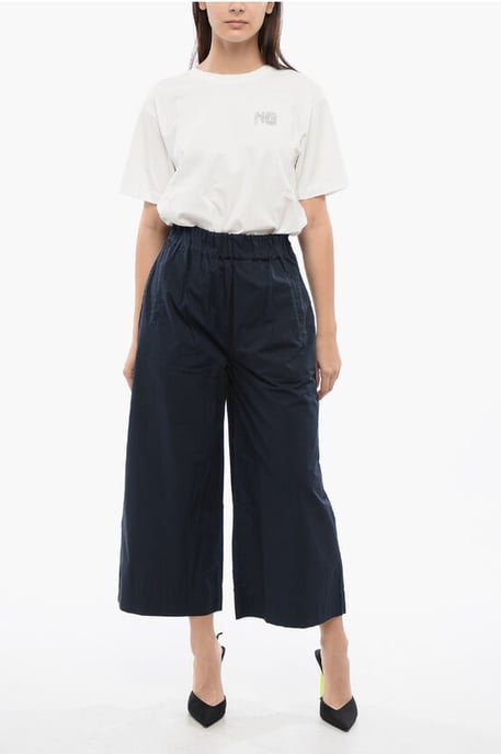 Pantalones de algodón Popeline de corte tobillero en azul - Image 4