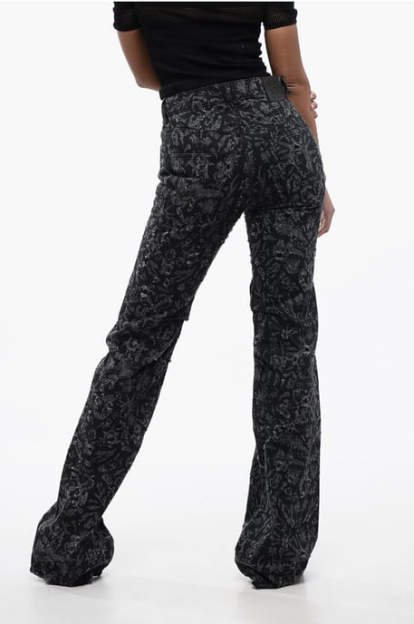 Vaqueros largos rectos y acampanados con estampado gráfico integral 2 en negro y gris - Image 2