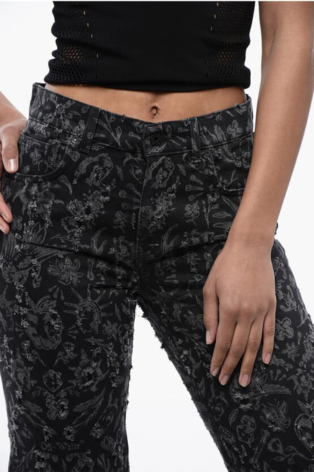 Vaqueros largos rectos y acampanados con estampado gráfico integral 2 en negro y gris - Image 3
