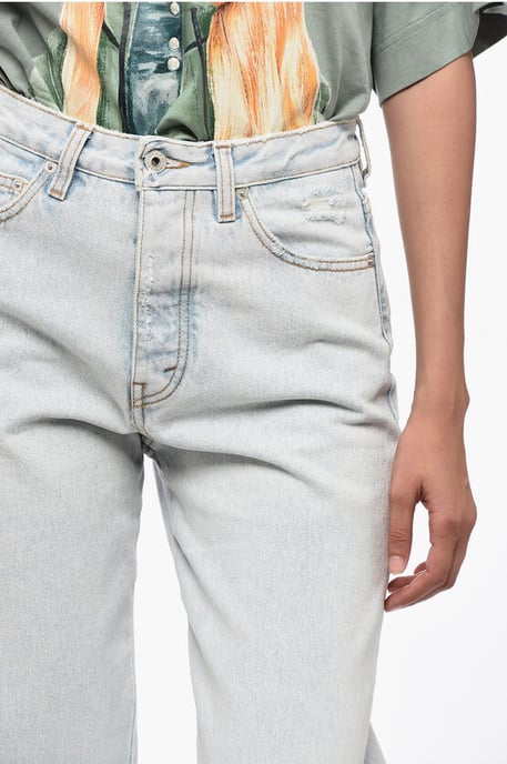 Vaqueros Boyfriend de algodón con bandas en contraste de 24 cm en azul claro - Image 3