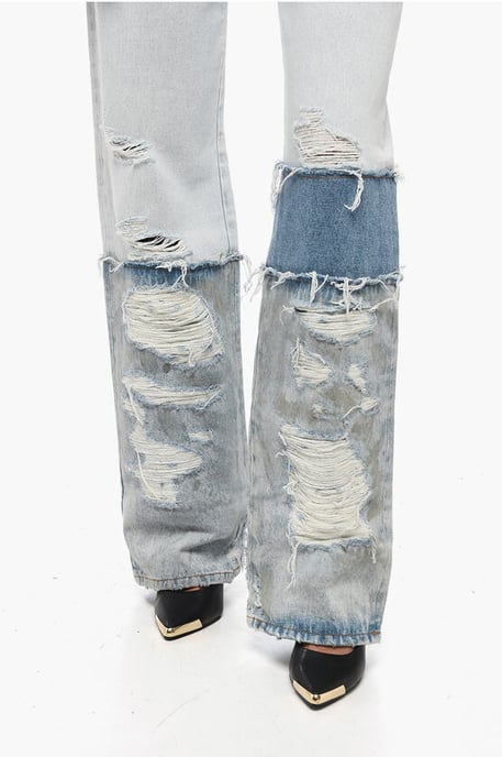 Vaqueros Boyfriend de algodón con bandas en contraste de 24 cm en azul claro - Image 4