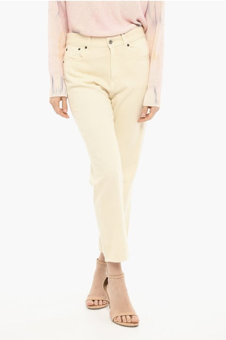 Pantalones de sarga de algodón con cinco bolsillos en color beige - Image 1