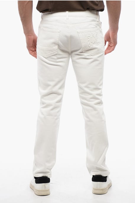 Vaqueros ajustados de 5 bolsillos con trabillas para cinturón de 18 cm en blanco - Image 2