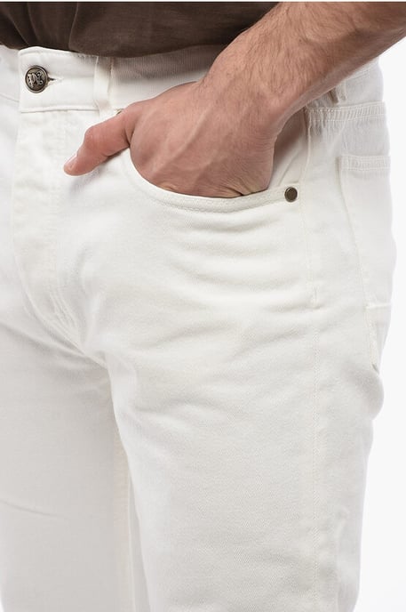 Vaqueros ajustados de 5 bolsillos con trabillas para cinturón de 18 cm en blanco - Image 3