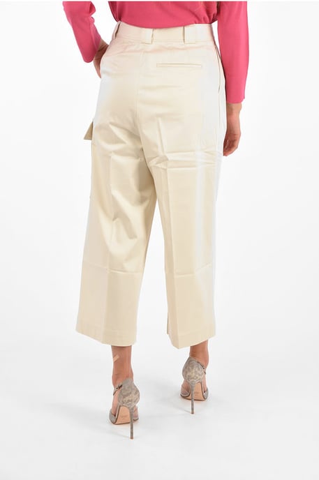 Pantalones anchos utilitarios con doble pliegue en beige - Image 2