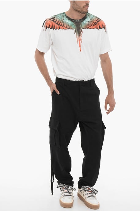 Pantalones deportivos cargo de color liso con bordado en contraste en negro - Image 3