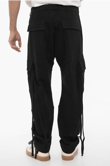 Pantalones deportivos cargo de color liso con bordado en contraste en negro - Image 4
