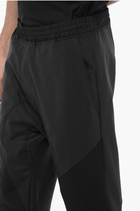 Pantalones casuales de mezcla de lana virgen de corte holgado en negro - Image 3