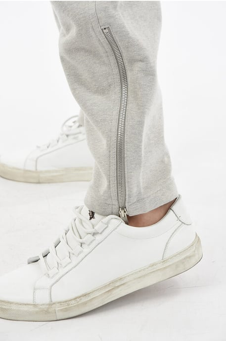 Joggers MM10 de algodón cepillado con cremallera en los tobillos en gris - Image 3