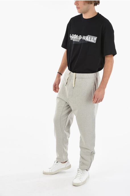 Joggers MM10 de algodón cepillado con cremallera en los tobillos en gris - Image 4