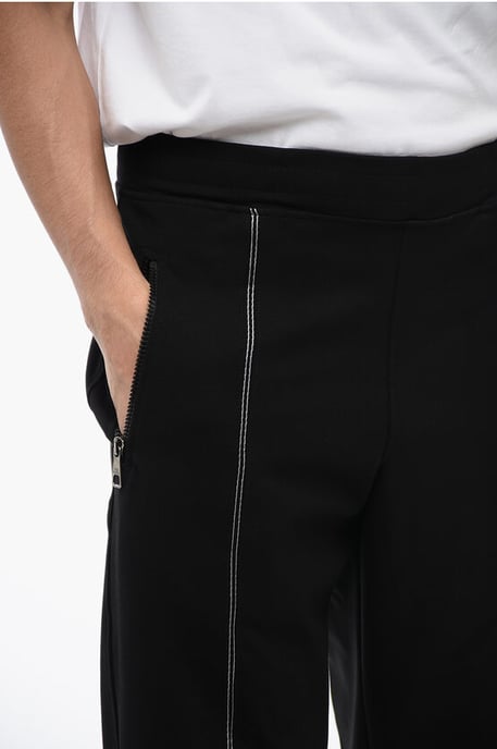 Pantalones deportivos de mezcla de viscosa de corte cónico con detalle de cinta en negro - Image 2