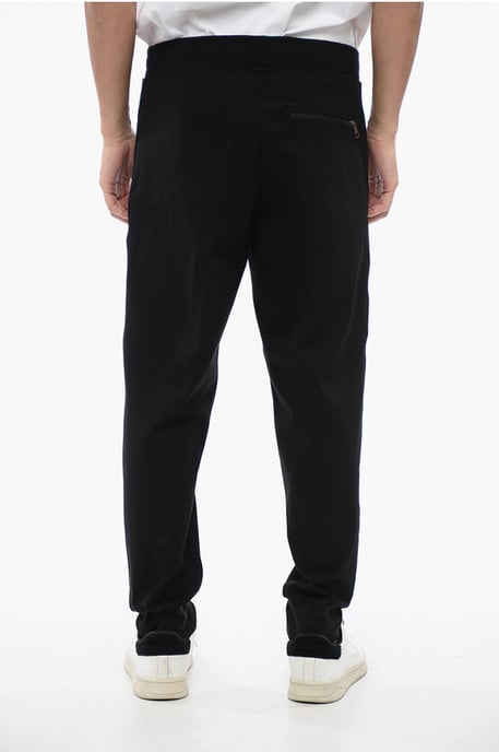 Pantalones deportivos de mezcla de viscosa de corte cónico con detalle de cinta en negro - Image 2