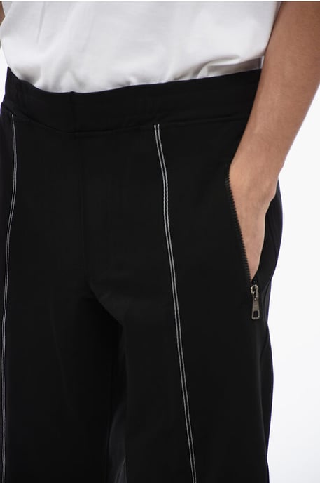 Pantalones deportivos de mezcla de viscosa de corte cónico con detalle de cinta en negro - Image 3