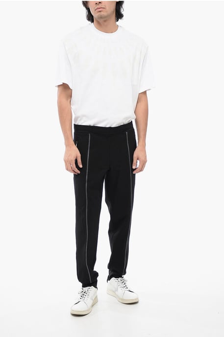 Pantalones deportivos de mezcla de viscosa de corte cónico con detalle de cinta en negro - Image 4