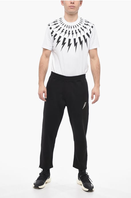 Joggers holgados de mezcla de algodón con cremallera en el tobillo en negro - Image 4