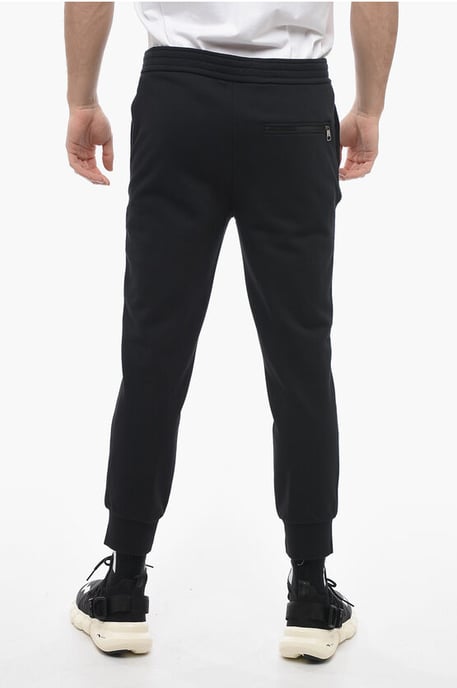 Pantalones deportivos ajustados de algodón con puños en negro - Image 2
