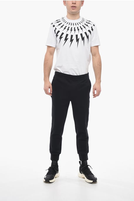 Pantalones deportivos ajustados de algodón con puños en negro - Image 4