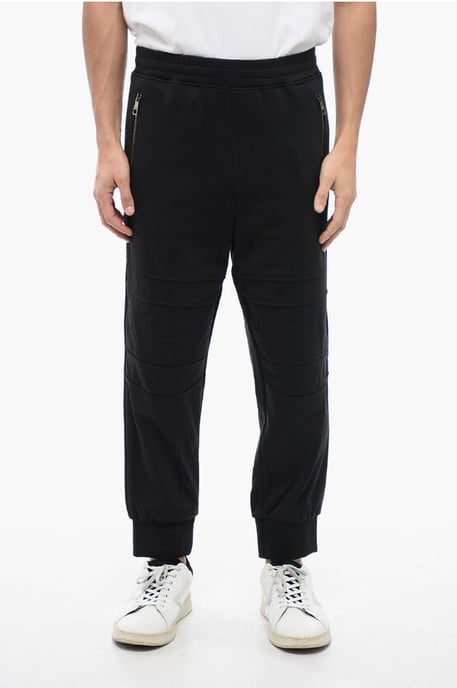 Pantalones deportivos de estilo motero MODERNIST de mezcla de algodón con bolsillos con cremallera en negro - Image 1