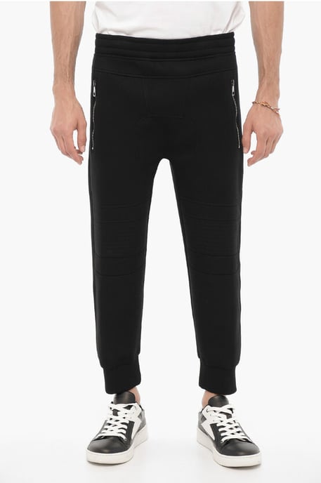 Joggers ajustados con cintura con cordón en negro - Image 1