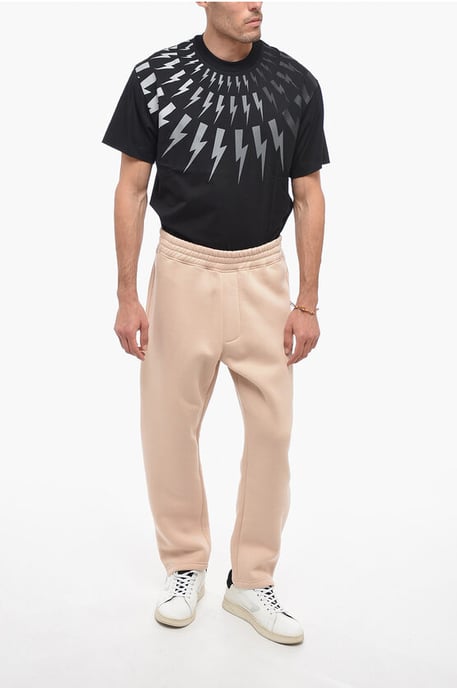Joggers BOLT bordados con cremallera en los puños en beige - Image 4