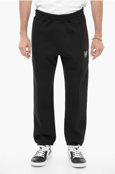 Joggers holgados de mezcla de algodón polar con estampado de rayos en negro - Image 1