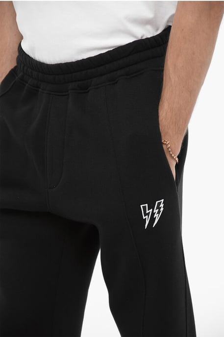 Joggers holgados de mezcla de algodón polar con estampado de rayos en negro - Image 3
