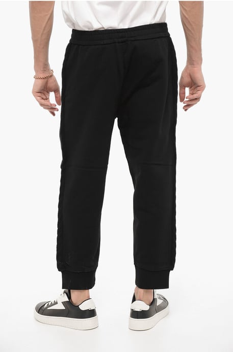 Joggers de color liso con bandas laterales de lana en negro - Image 2