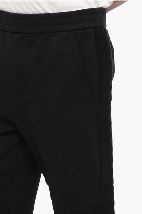 Joggers de color liso con bandas laterales de lana en negro - Image 3