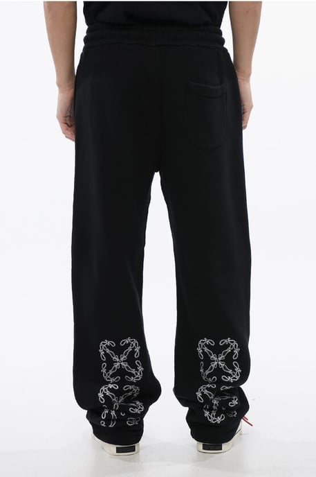 Joggers de algodón cepillado con bordado BANDANA en negro - Image 2
