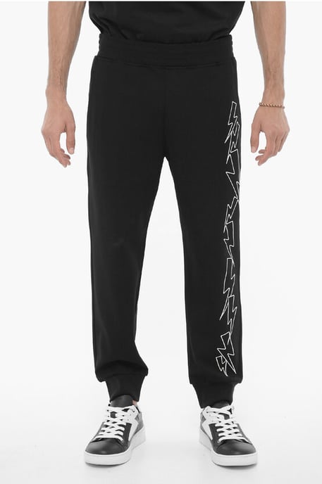 Joggers BOLTS ajustados con bordado en contraste en negro - Image 1