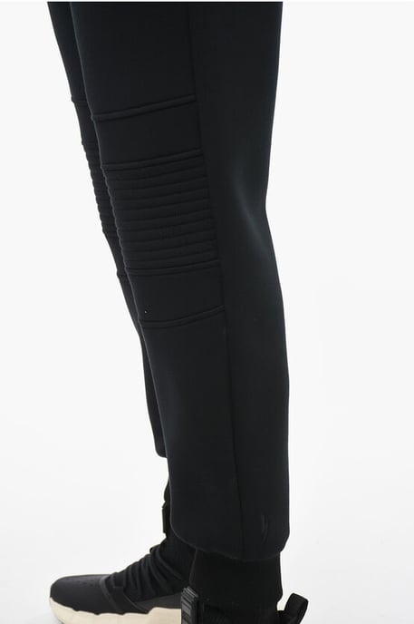 Pantalones deportivos ajustados de neopreno para motociclistas en negro - Image 3