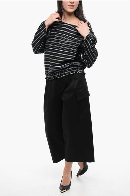 Blusa de lino de rayas equilibradas VARSITY en mezcla negra - Image 4