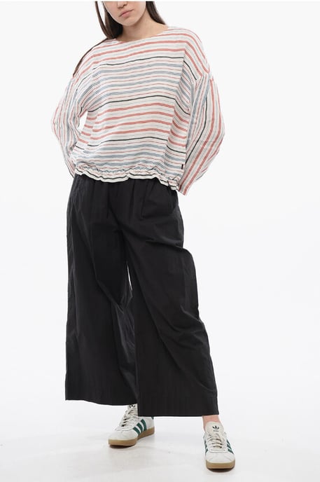 Blusa de lino de rayas equilibradas VARSITY en mezcla multicolor - Image 4
