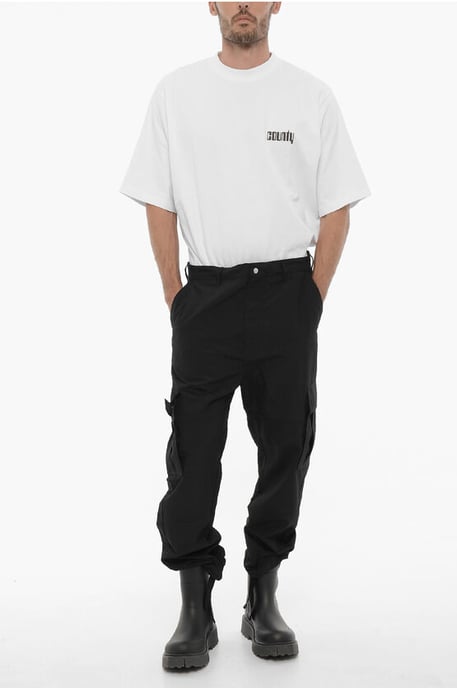 Pantalones cargo de nailon con logotipo bordado en negro - Image 4