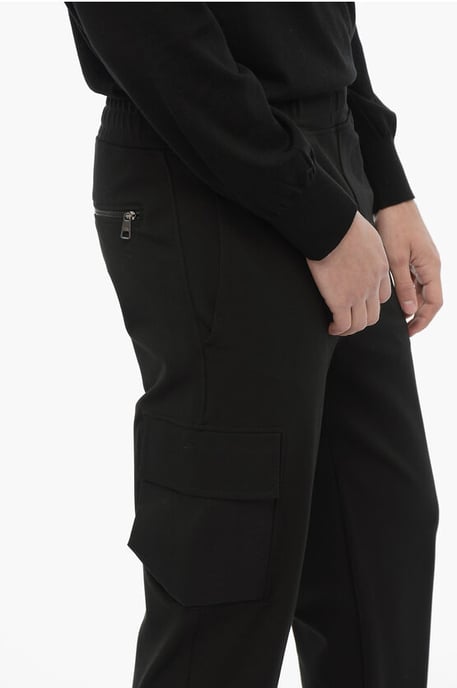 Pantalones cargo ajustados con cintura con cordón en negro - Image 4