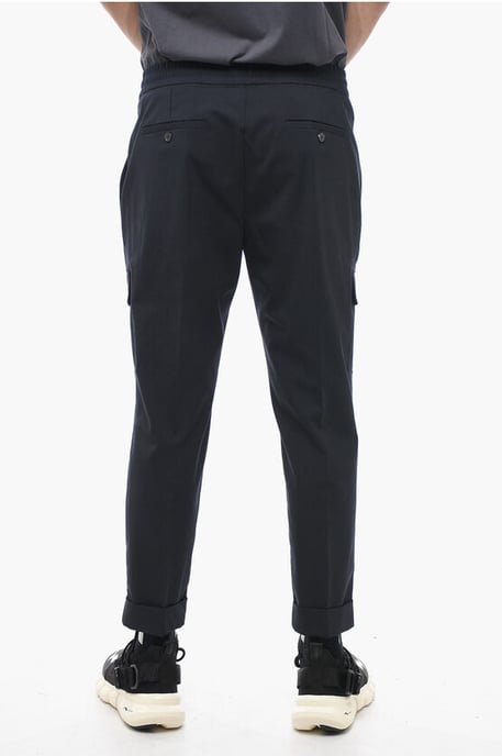 Pantalones cargo REM de mezcla de lana virgen de tiro bajo en azul - Image 3