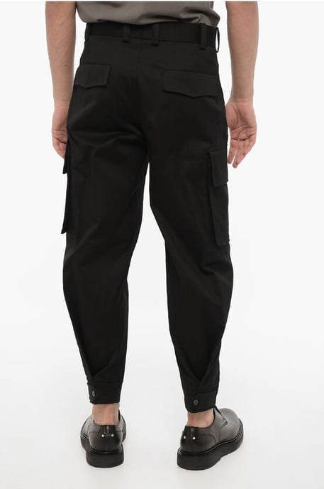 Pantalones cargo FIREMAN de corte holgado con botón en el tobillo en negro - Image 2