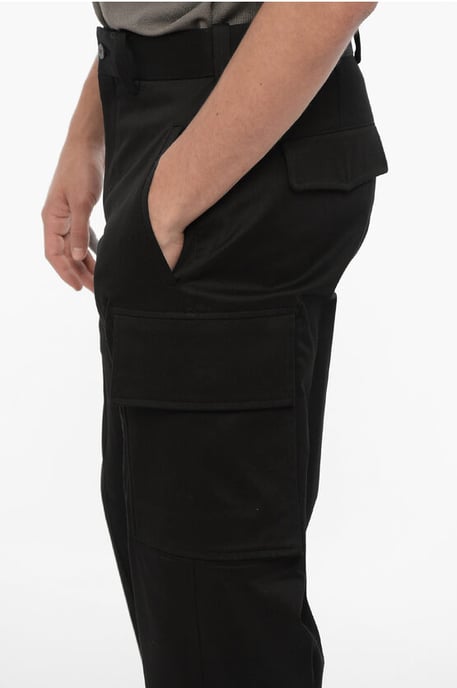 Pantalones cargo FIREMAN de corte holgado con botón en el tobillo en negro - Image 3