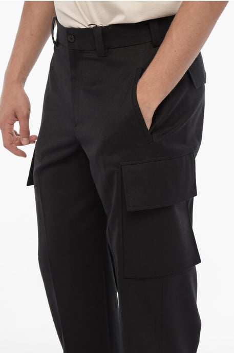 Pantalones cargo FIREMAN de corte holgado con botón en el tobillo en azul - Image 3