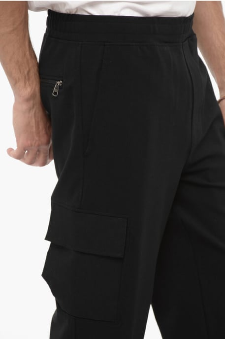 Pantalones cargo ajustados con cintura con cordón en negro - Image 3