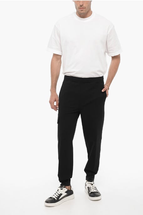 Pantalones cargo ajustados con cintura con cordón en negro - Image 4