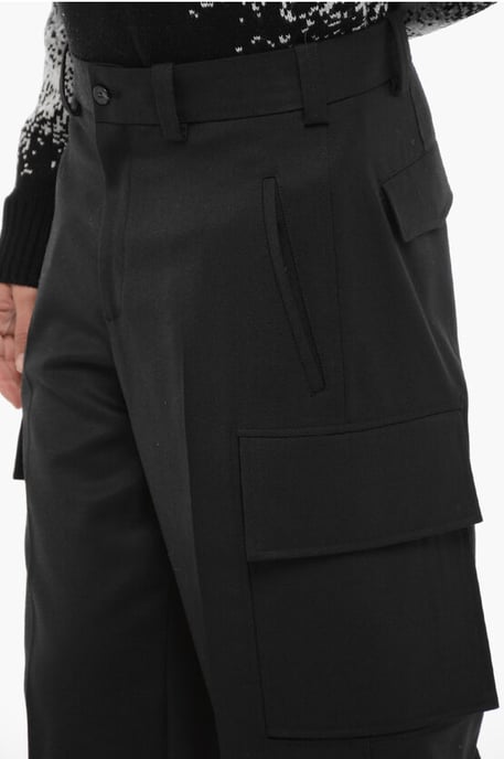 Pantalones cargo FIREMAN de corte holgado con botón en el tobillo en negro - Image 3