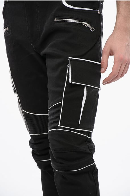 Pantalones cargo de algodón revestido con detalles en contraste en negro - Image 3
