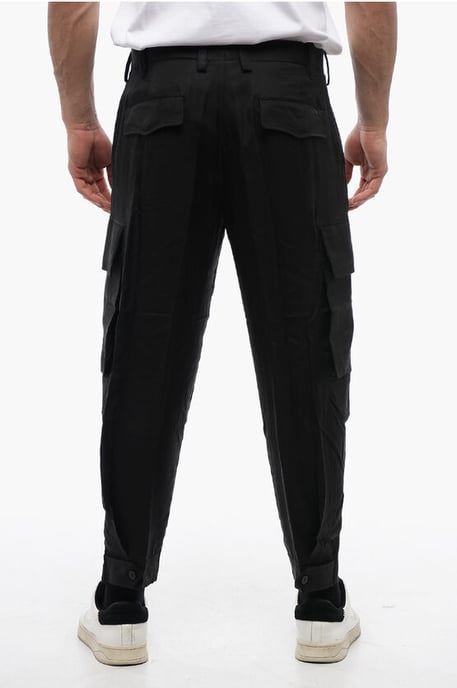 Pantalones cargo FIREMAN de mezcla de seda en negro - Image 2