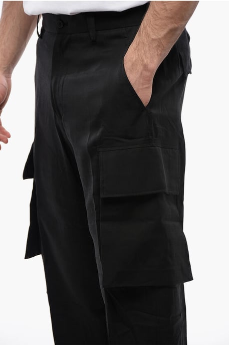 Pantalones cargo FIREMAN de mezcla de seda en negro - Image 3