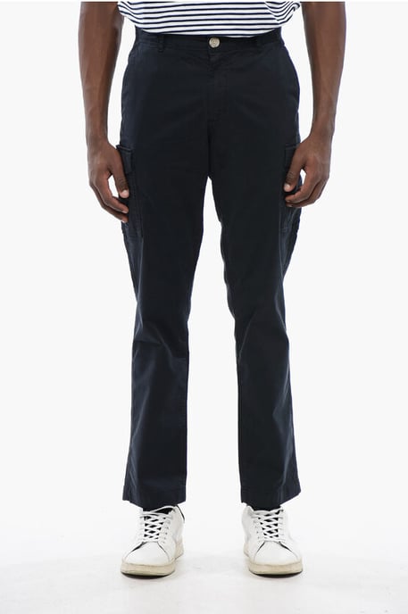 Pantalones cargo de algodón elástico en azul - Image 1