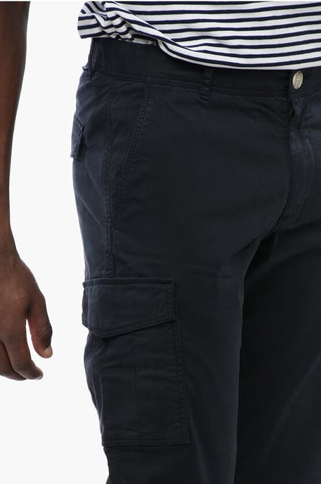 Pantalones cargo de algodón elástico en azul - Image 3