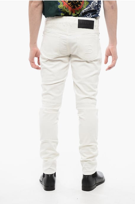 Vaqueros Biker de corte cónico con trabillas para cinturón de 15 cm en blanco - Image 2